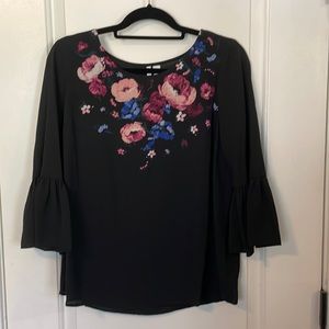 Black floral blouse